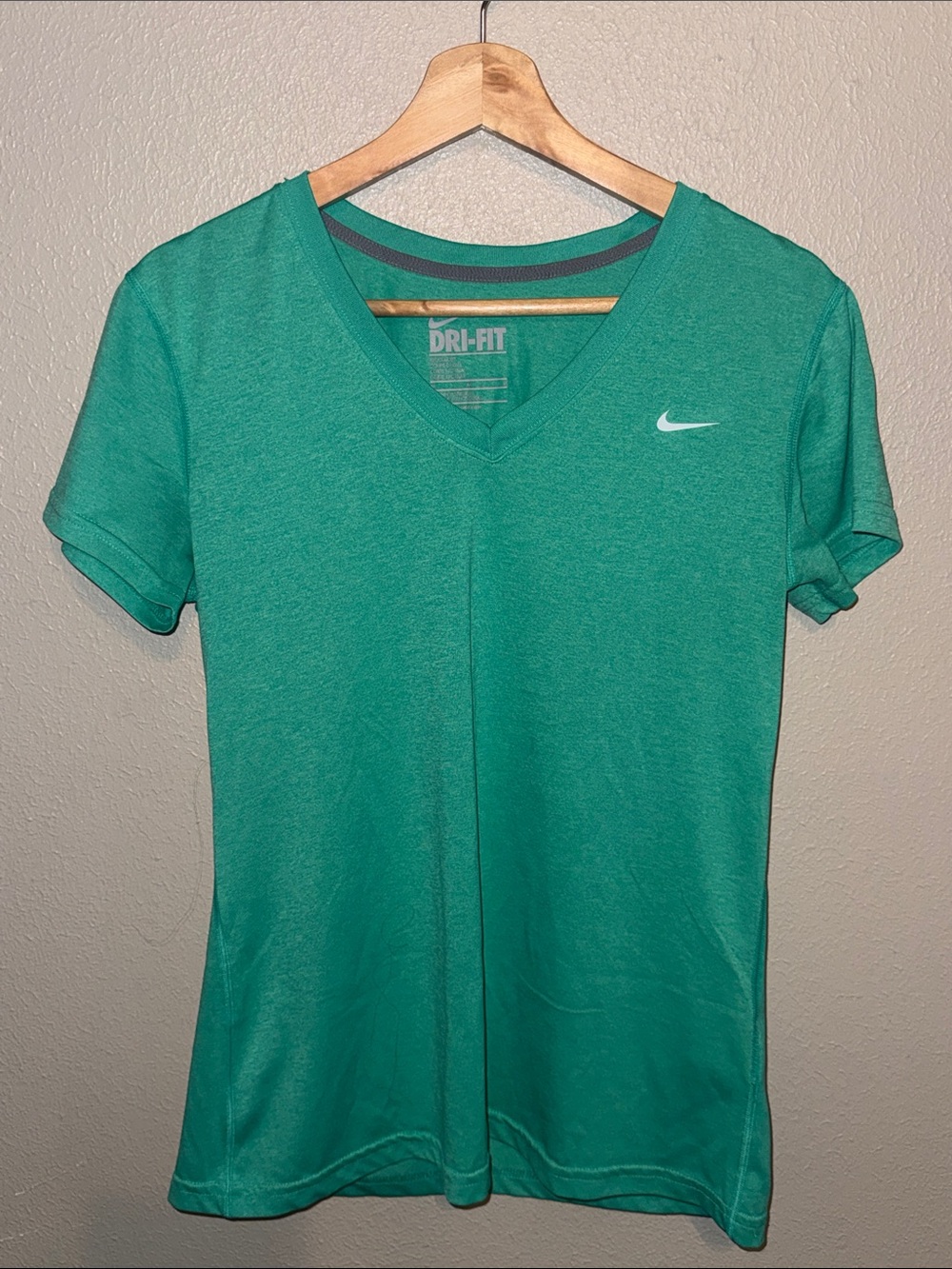 Nike Women's Teal V-Neck Dri-FIT Short Sleeve Tee